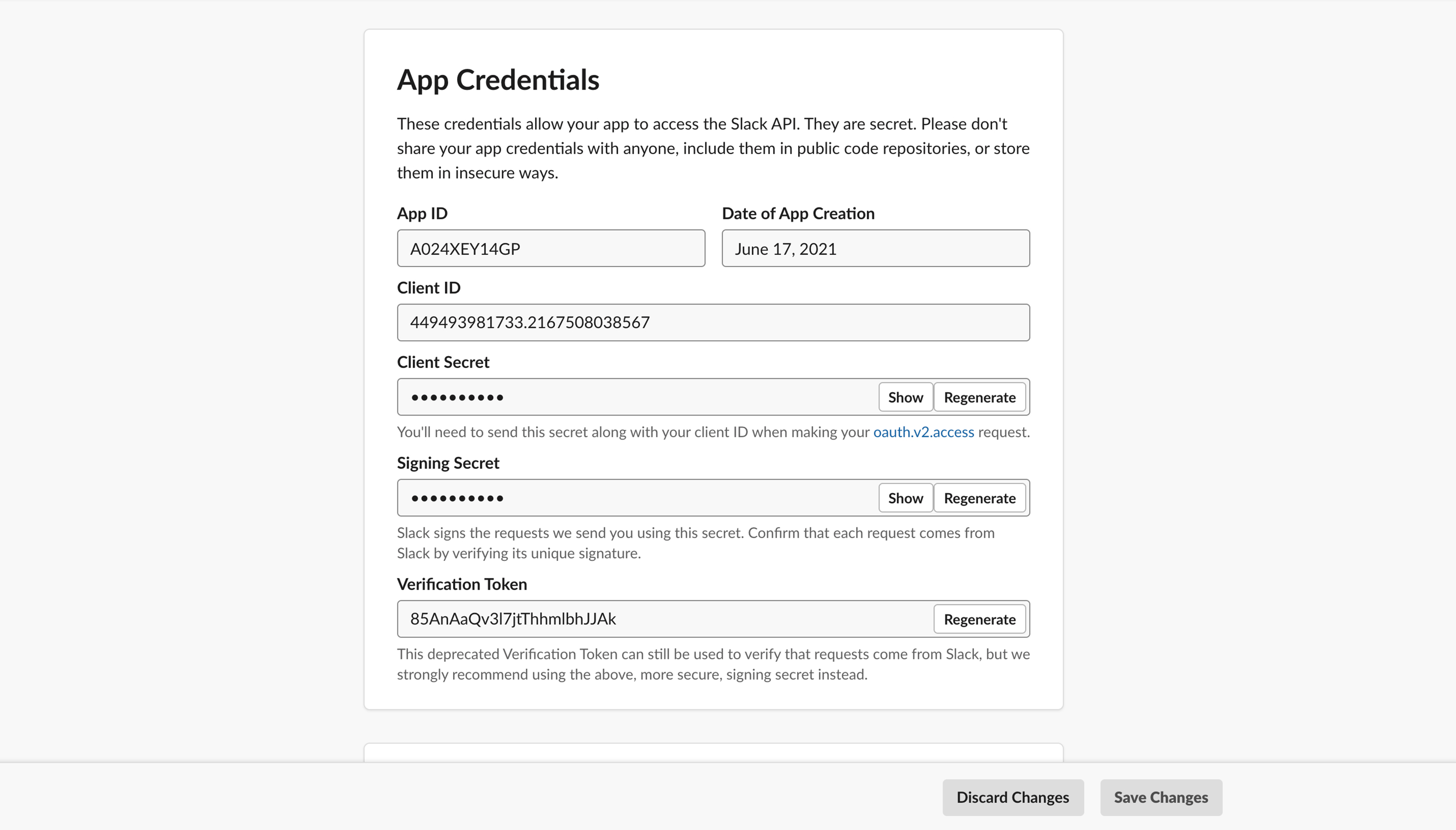 App Credentials